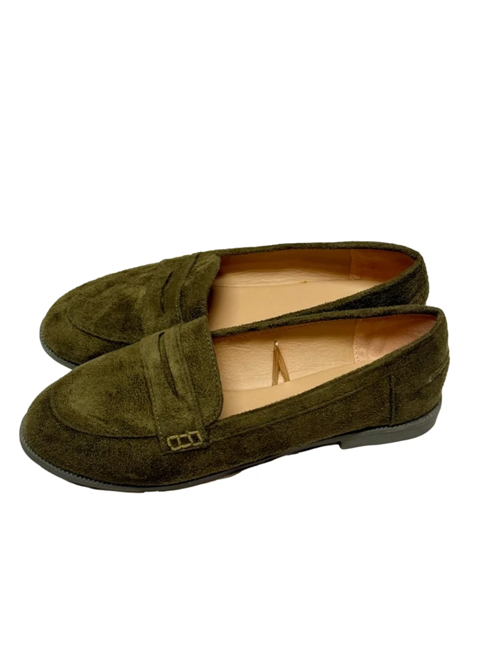 Elegant Olive Suede Women's Loafers